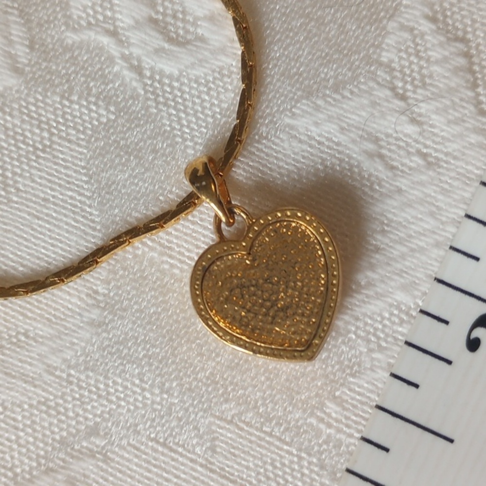 Nina Ricci Avon Yellow Gold Floating Rhinestone Heart 17 In - Picture 4 of 5